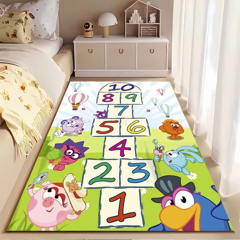 Colorful Cartoon Hopscotch Game for Kids, Non-slip rug suitable for living room and bedroom sofas