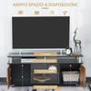 TV Cabinet Up to 55" with Cabinets and Shelves in Wood and Aluminum, 120x40x52.2cm