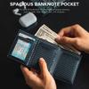 Men's Slim Automatic Pop-up RFID Blocking Wallet - Anti-Theft Metal Credit Card Holder with Zipper Coin Purse for Business