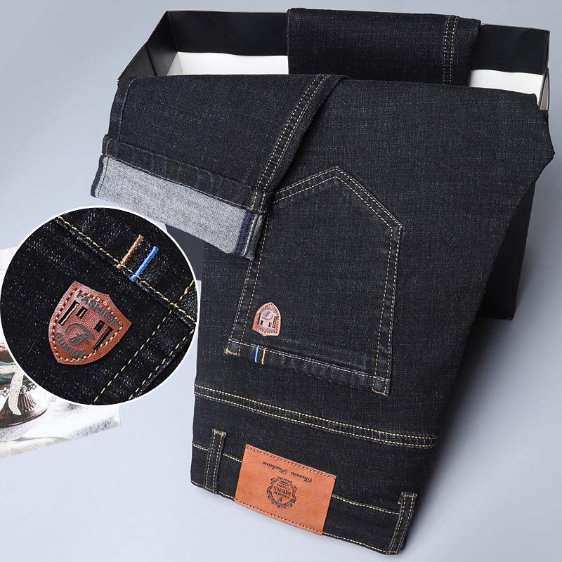Spring And Autumn High-Quality Jeans With Meticulous Workmanship, Straight Leg Elastic And Loose Casual Men'S Jeans