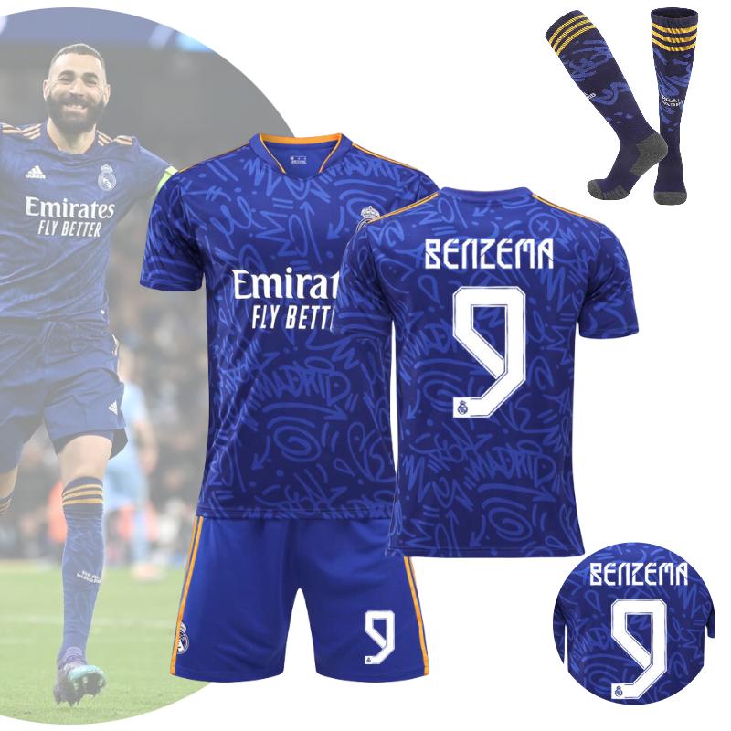 Season 2122 Real Madrid Number 9 Benzema Kid Adult Soccer Jersey Sports Apparel
