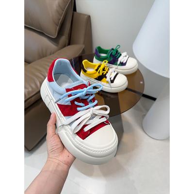 Scarpe brutte carine retrò con colori a contrasto e suola spessa, da donna 2025 nuove, con piccolo rialzo, casual, sportive, tipo pane