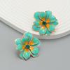 Elegant Floral Drop Oil Earrings Women Alloy Flower Studs In White Pink Orange Green