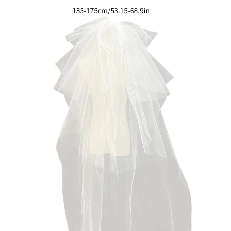 Cathedral Bridal Headpiece White Bride Veils Comfortable and Multilayer Tulle Veils Headpiece for Wedding Ceremony Wear