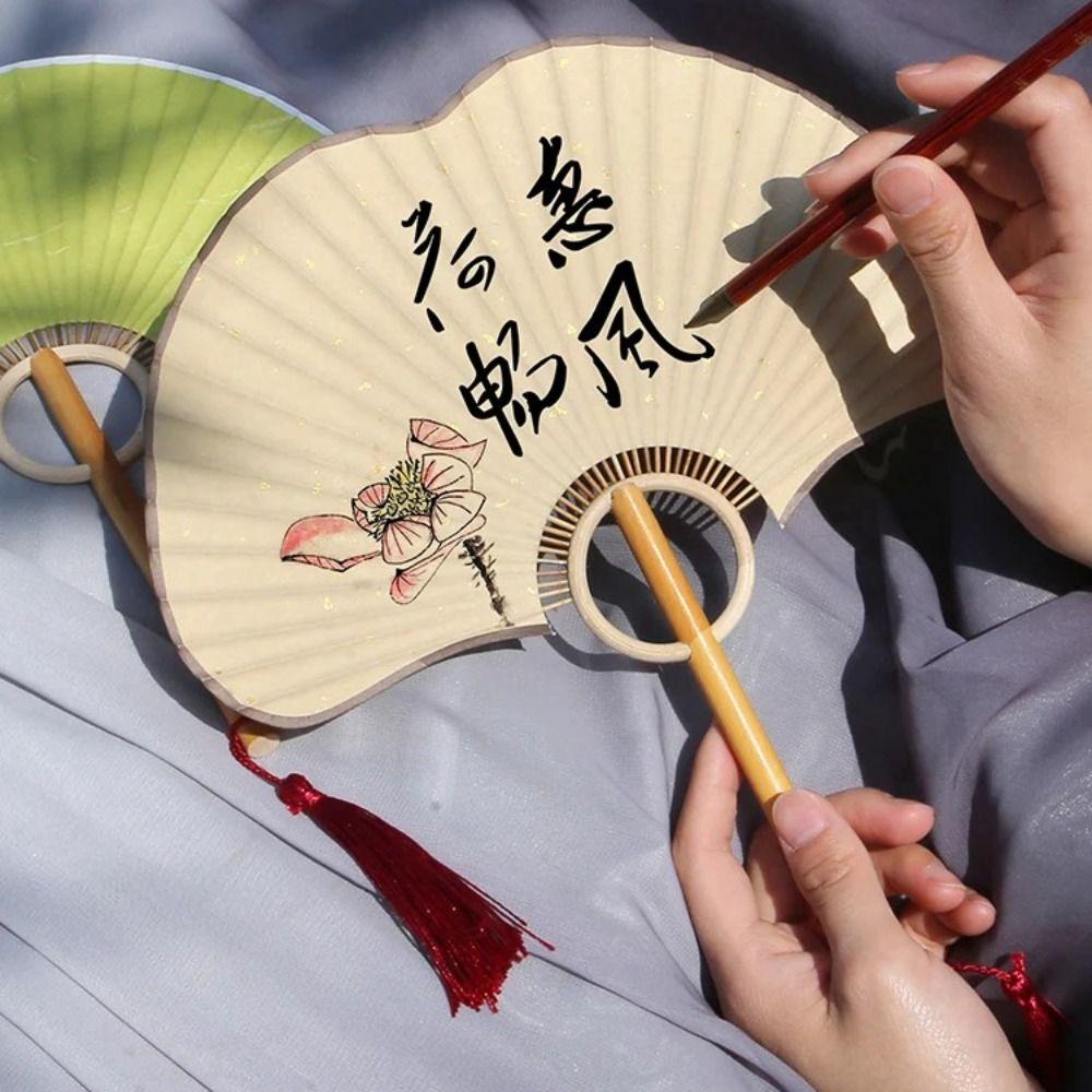 Double-sided Ginkgo Round Fan Vintage Chinese Round Fan Creative Rice Paper Fan  Summer Decor