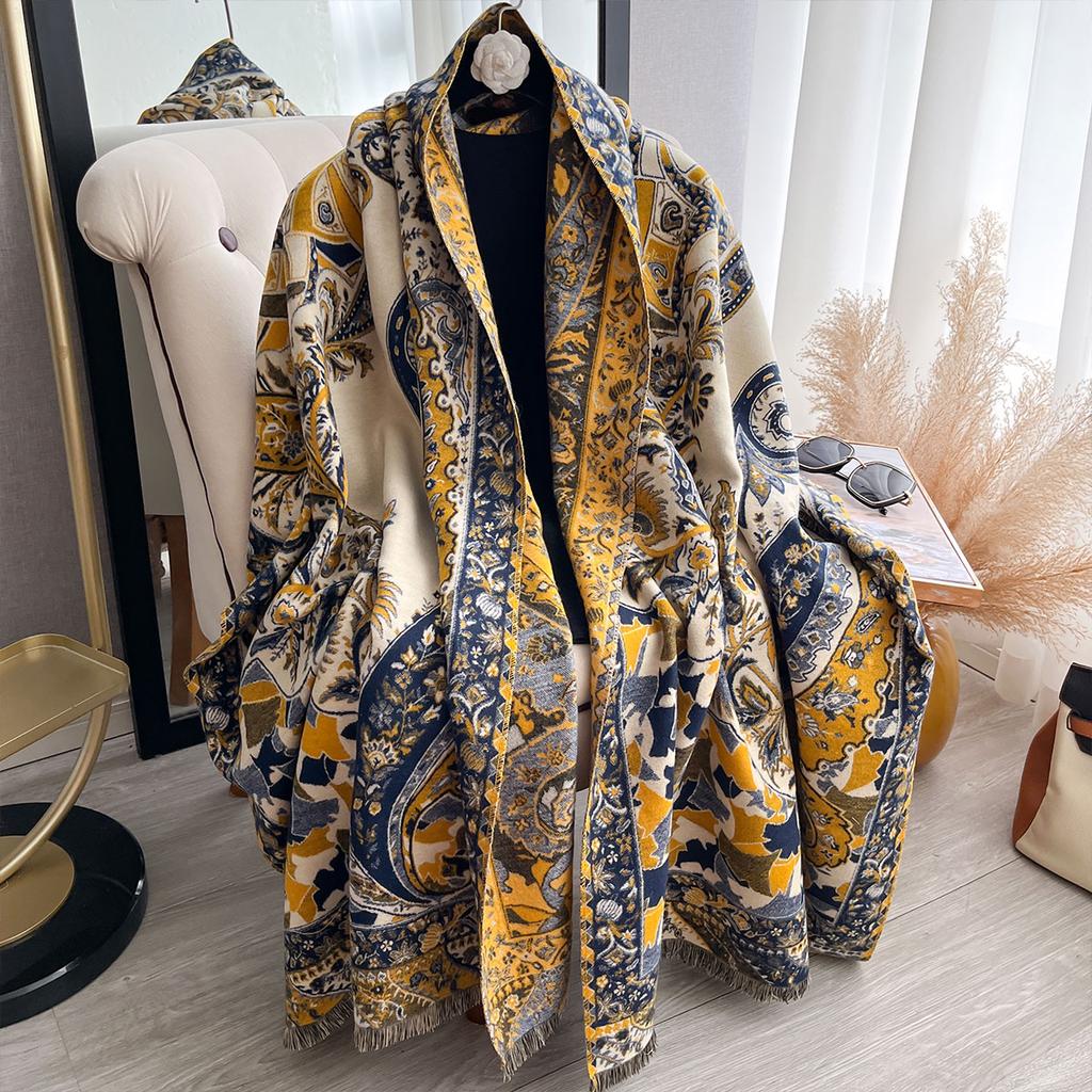 Winter Imitation Cashmere Scarf Women Design Outdoor Warm Pashmina Blanket Scarves Female Shawl Wraps Thick Foulard Bufanda