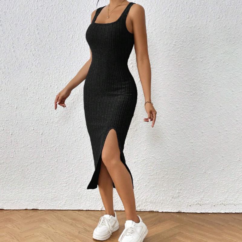 Waist-Hugging Bodycon Sleeveless Tank Top Dress - European & American Style Spring/Summer Long Dress