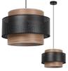 Wood Trio Black Hanging Lamp 1-Flat Walnut Veneer-Mesh Shade