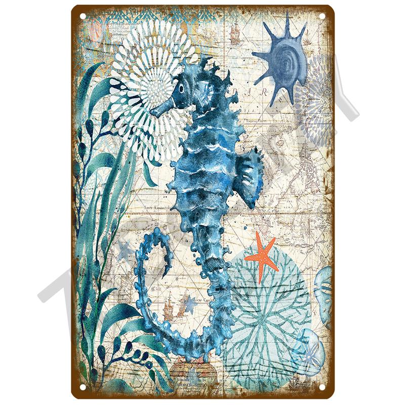 Hawaii Beach Tin Sign Poster Vintage Wall Poster Metal Sign Decorative Wall Plate Kitchen Plaque Metal Vintage Decor Accessories