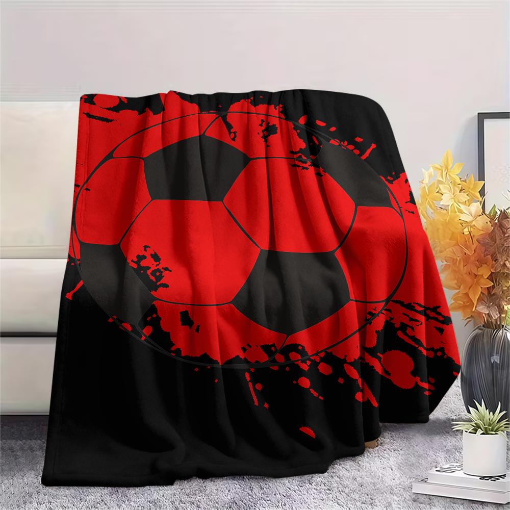 Red Element Cherry Football Print Flannel Blanket,High Quality Comfortable for All Seasons,Home Decor,Warmth and Comfort,Perfect for Christmas Gifts