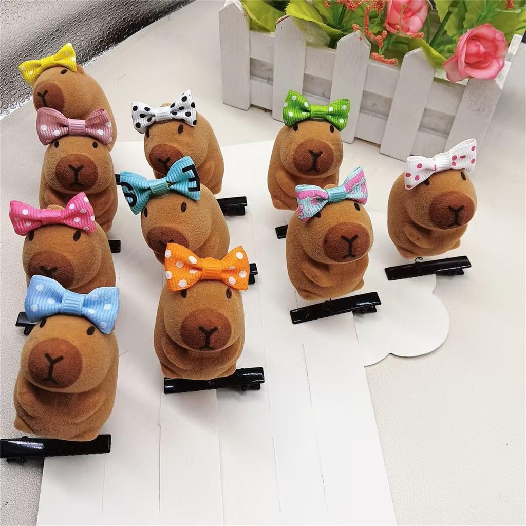 5er-Pack Cartoon 3D Capybara Plüsch-Haarnadeln Modische Tier-Haarspange Haar-Accessoires Geschenk für Mädchen und Frauen