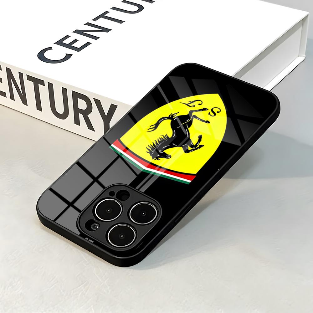 F-Ferrari S Auto Logo Handyhülle Für IPhone 17 Pro Max 16 15 14 Pro Max 13 11 X Xs Xr 8 7Plus Glasabdeckung