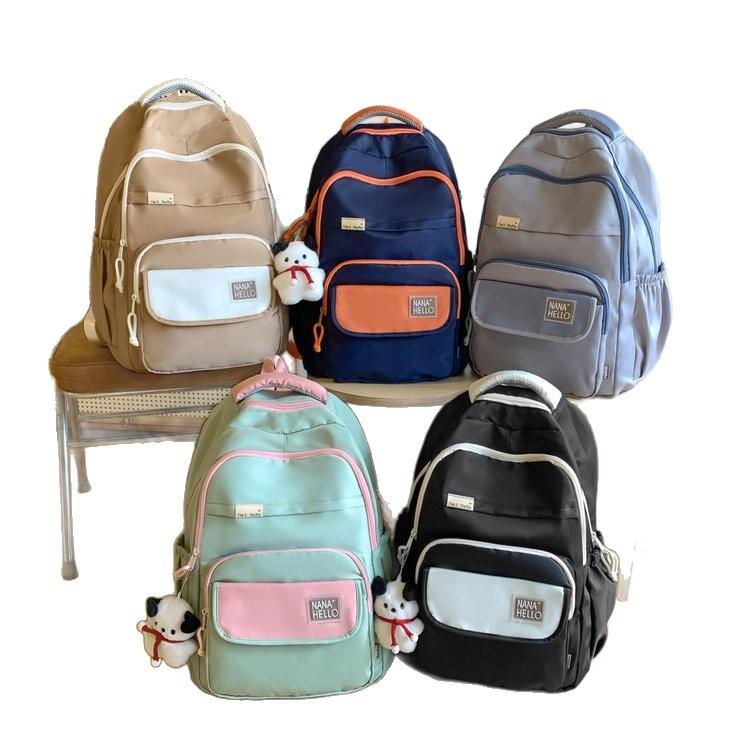 Schoolbag Korean version ins campus style solid color simple fashion versatile large capacity schoolbag junior high school student backpack