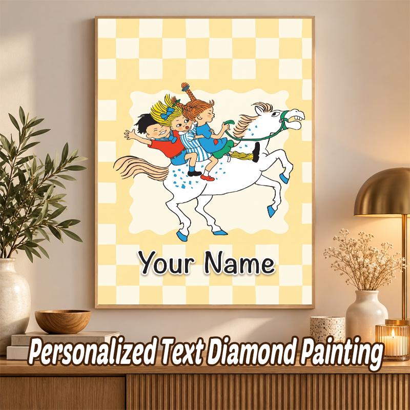 Pippi Longstocking Custom Name Text 5D Diamond Painting Kit DIY Full Drill Diamond Art Decoration