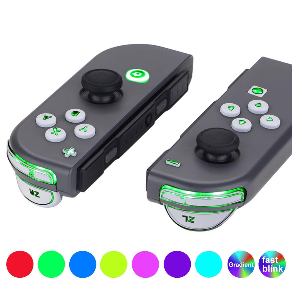 eXtremeRate Switch DFS LED 7 Colors and 9 Multicolor Illuminated ABXY Trigger Face Buttons for Switch OLED and Console Not Joy-Con Kit, Modes, &