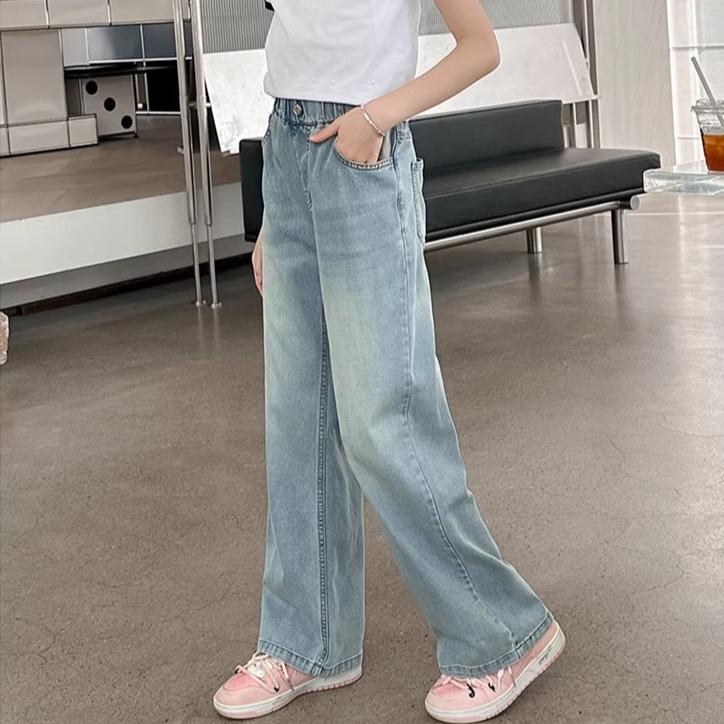 Girls' Jeans Summer Thin Straight Leg Wide Leg Pants Girls' Summer Pants