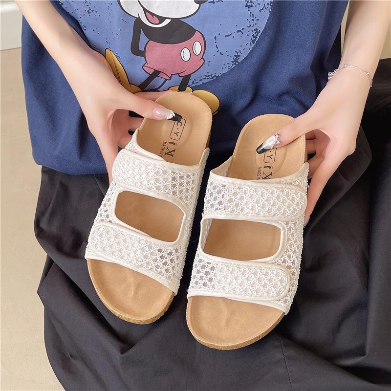 

Round head platform slippers women s summer outer wear summer new with skirt cross with casual sandals shoes 40