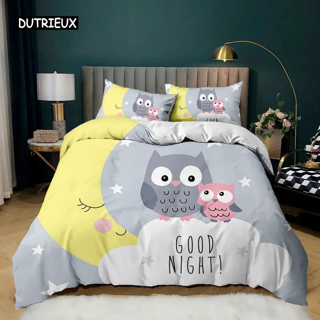Comforter Owl Cute Owl And Stars Decor Comforter Outer Space Kids Cute Animal Polyester Qulit