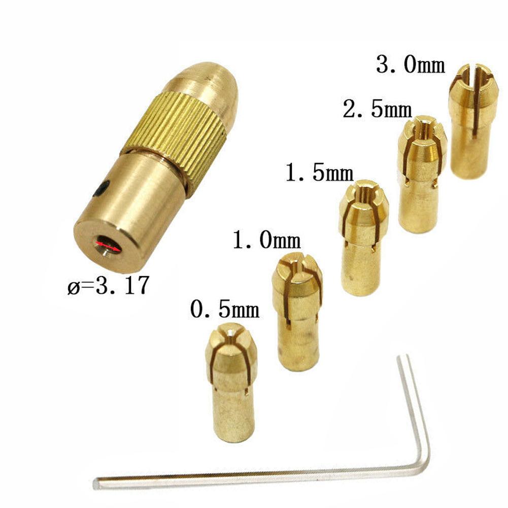Handle Drill Chuck 7pcs Brass Gold Drilling Heads Connector Attachment