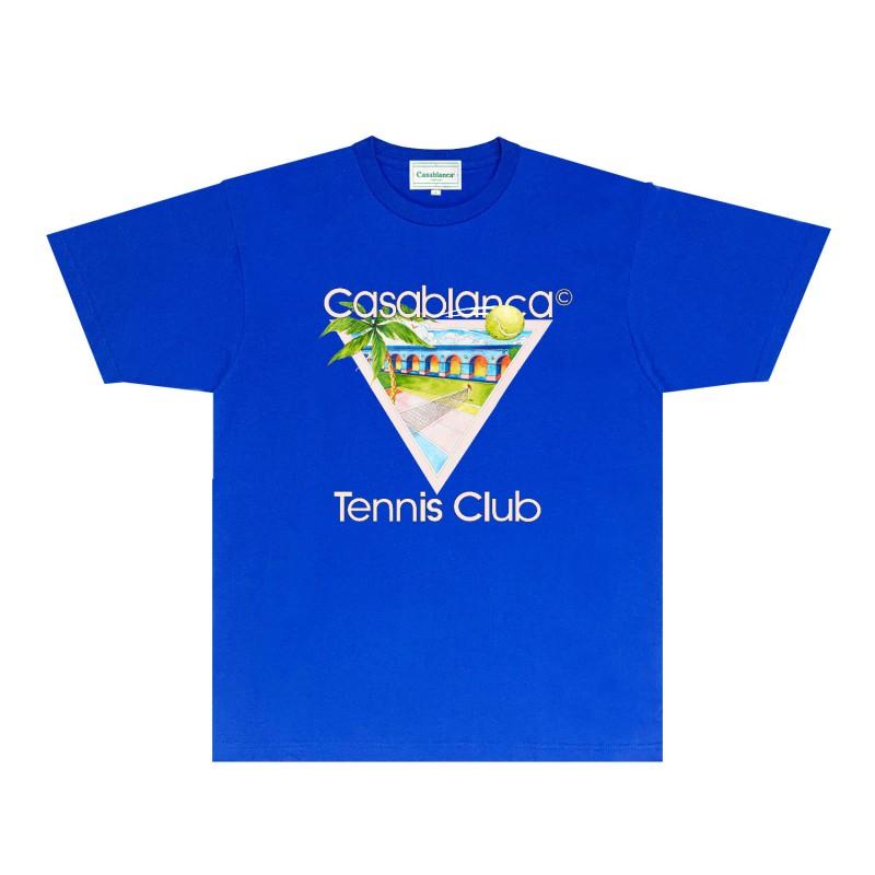 CASA Casablanca Short Sleeve T Shirt Couples Star Castle Letter Print Casual Loose Fit