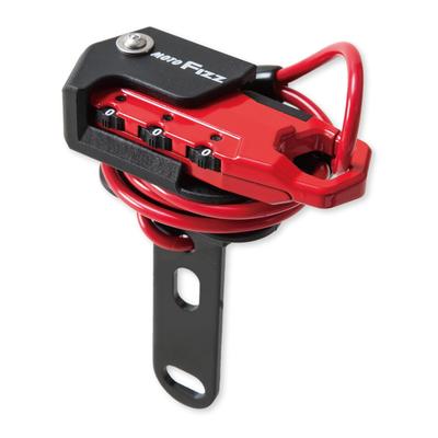 TANAX Motocyklowa linka zabezpieczająca na kod 600mm Przeciwkradzieżowa na kaski, Prosta, Czerwona, Zamek 3-cyfrowy, (MF-4755)