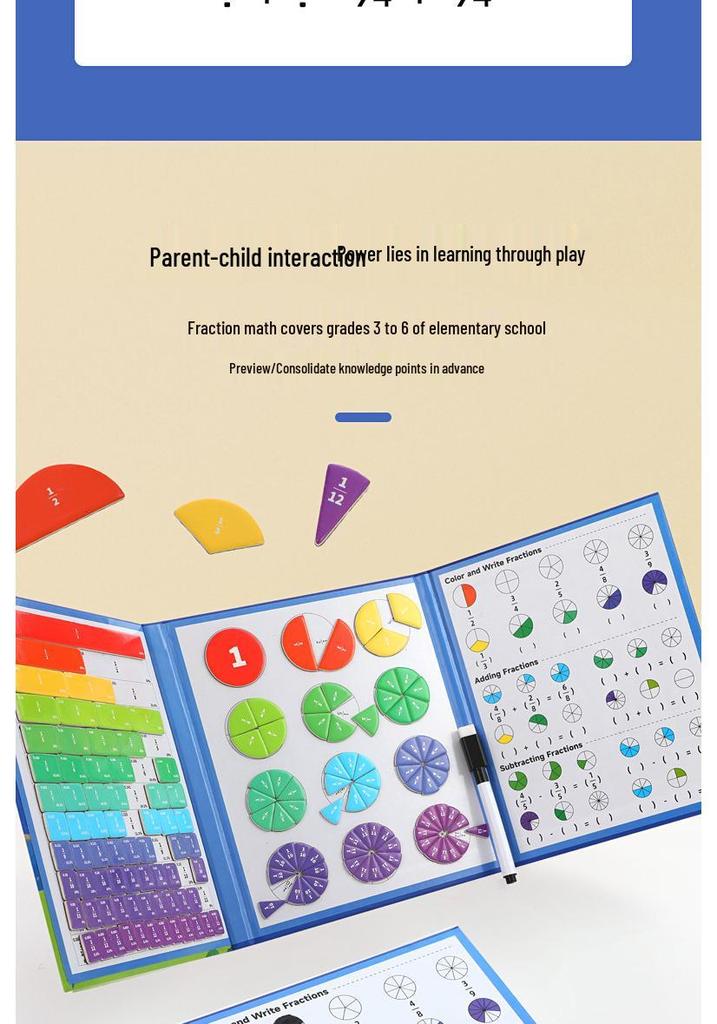 Score Cognition Magnetic Book: Educational Fraction and Thinking Exercises for Primary School Children