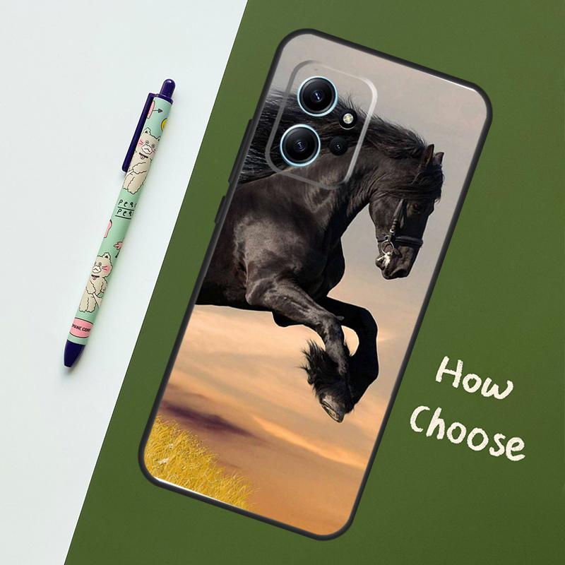 Beautiful Black Horse For Xiaomi Redmi Note 12S 11S 10S 9S Note 12 8 9 10 11 Pro Phone Case For Redmi 12 9 C 10C