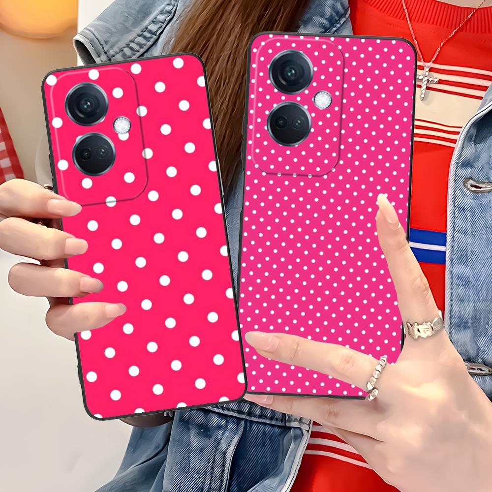 Pink Point Heart Mobile Phone Case for OPPO Reno 14 13 12 11 10 9 8 7 6 5 F T Pro 5G Colorful Printing Cover Cover Pretty