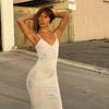 European & American Sexy Print Bodycon Spaghetti Strap Vacation Dress