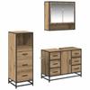 Bathroom Furniture Set with Shelf 3 Pcs Artisan Oak Wood Based Material