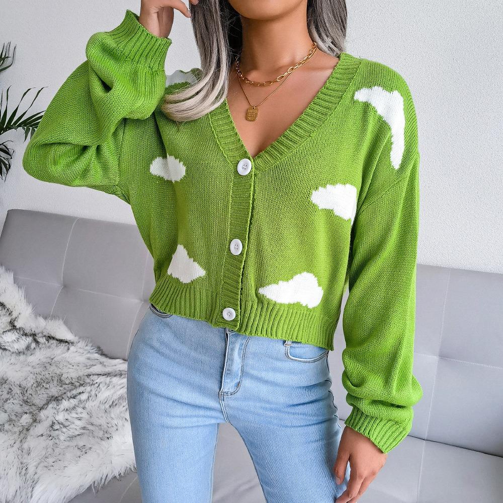 Autumn and Winter Baiyun Knitted Cardigan Sweater