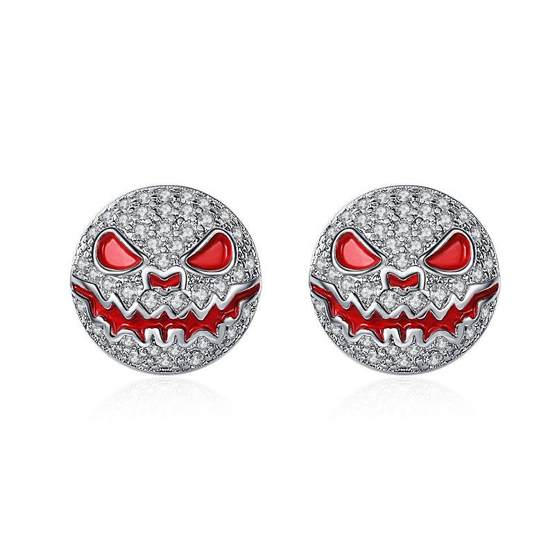 Hip-hop Diamond-set Thriller Expression Halloween Necklace Design Round Ring Jewelry Set