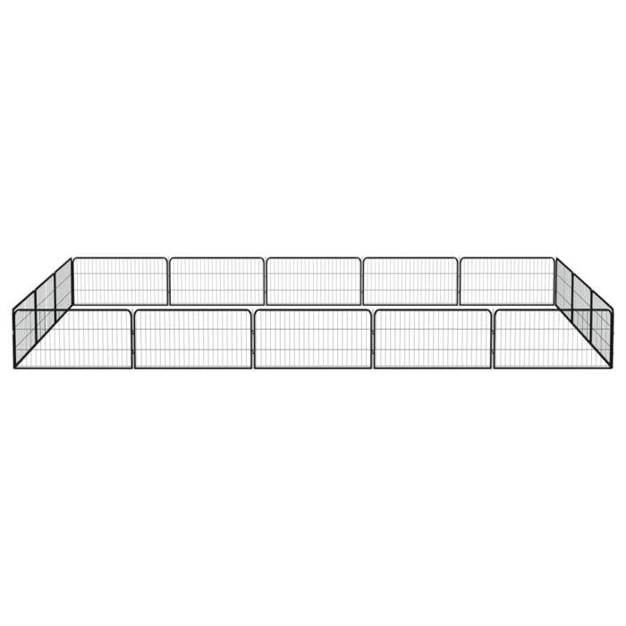 VidaXL Dog Playpen 16 Panels Black 100x50cm Powder-Coated Steel 3115969