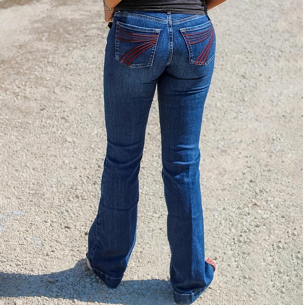 Damen Retro Straight Leg High Waisted Jeans