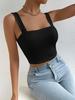 Strick Tanktop mit quadratischem Ausschnitt Crop Tops Damen Sommer Camisole Einfarbig Camisole Mode Sporttube Ärmellos Kurz Y2K Mädchen Kleidung