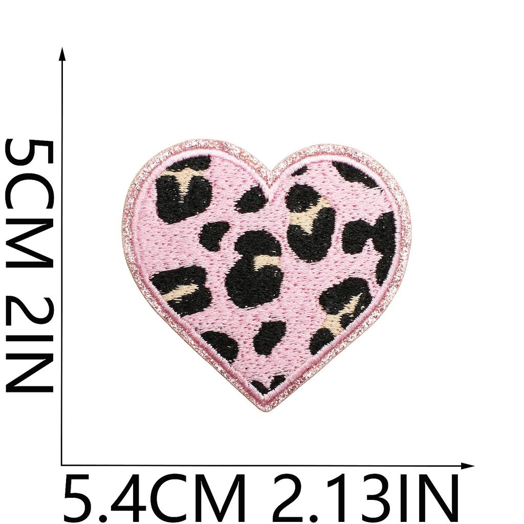 Leopard Print Embroidery Cloth Sticker Grit Leather Five-Pointed Star Patch Sticker Bag With Color Pattern Computer Embroidery Label