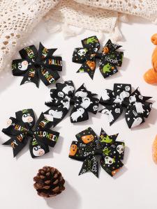 Popular Children'S Hair Accessories Set Accessories Halloween Ribbed Bow Hairpin Children'S Accessories 638