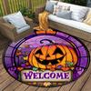 1 Stück Weicher, Saugfähiger & Rutschfester Willkommen zu Halloween Runder Teppich, Perfekt für Eingangsbereich, Wohnzimmer, Schlafzimmer Dekoration, Maschinenwaschbarer Flanell Me