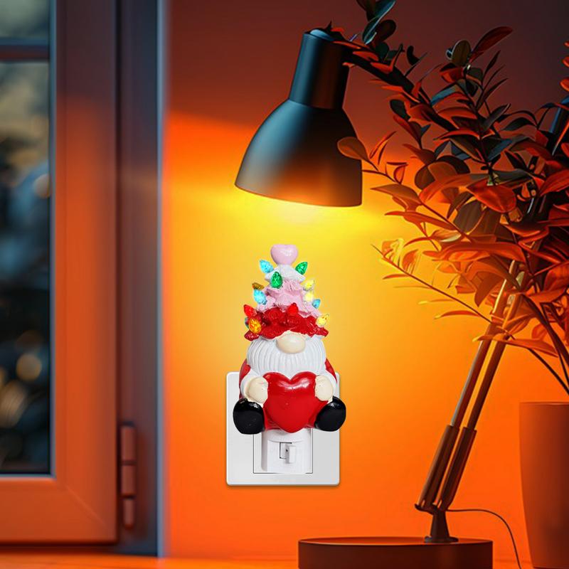 Valentine's Day Gnome Night Light Valentine's Day Decor Gnome Hugs Heart Atmosphere Light Plug Design Bedroom Night Light For