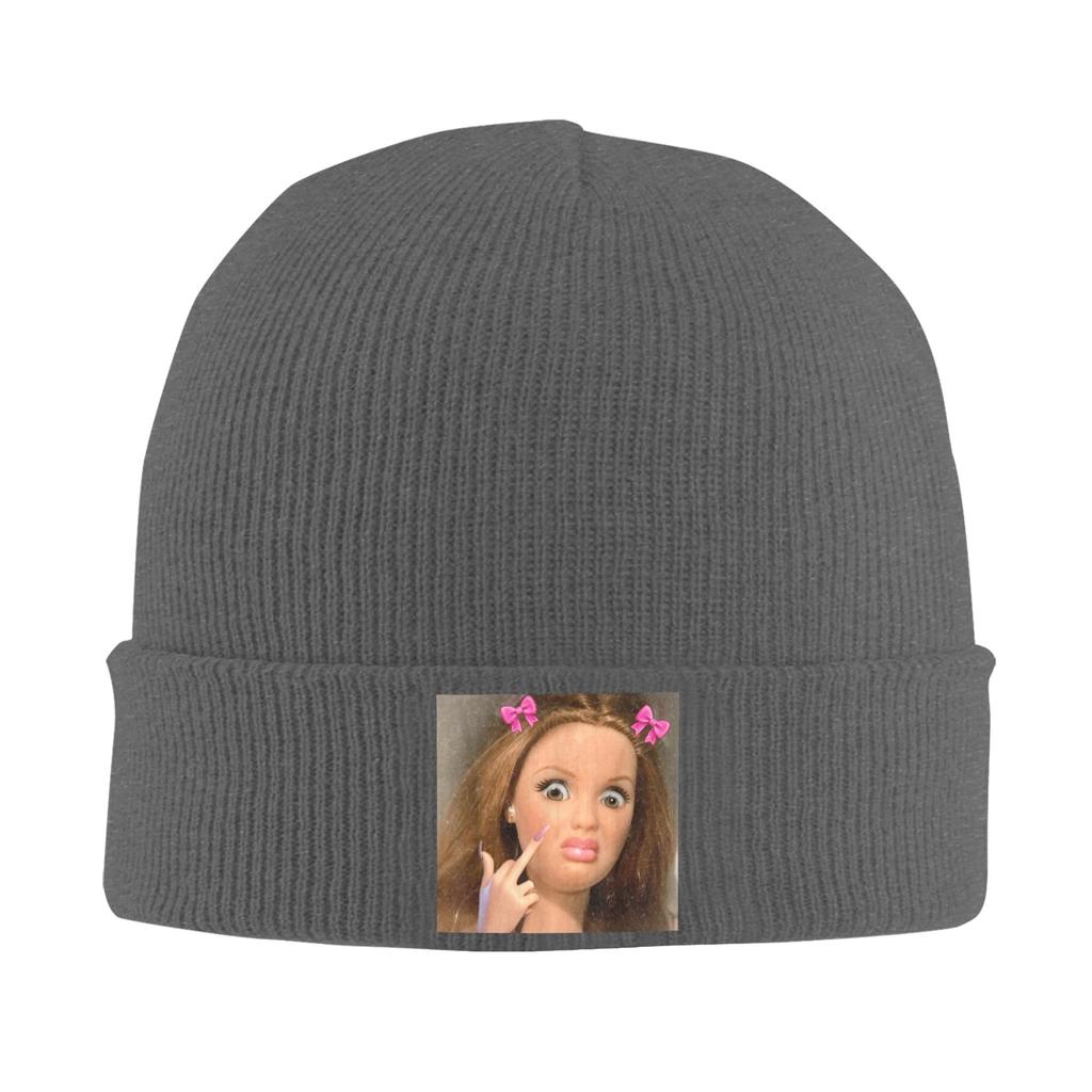Disgusted Doll Meme Face Knitting Hat Beanie Hats Gym Warm Soft Unisex Adult Bonnet Hats Autumn Design Casual Caps Gift