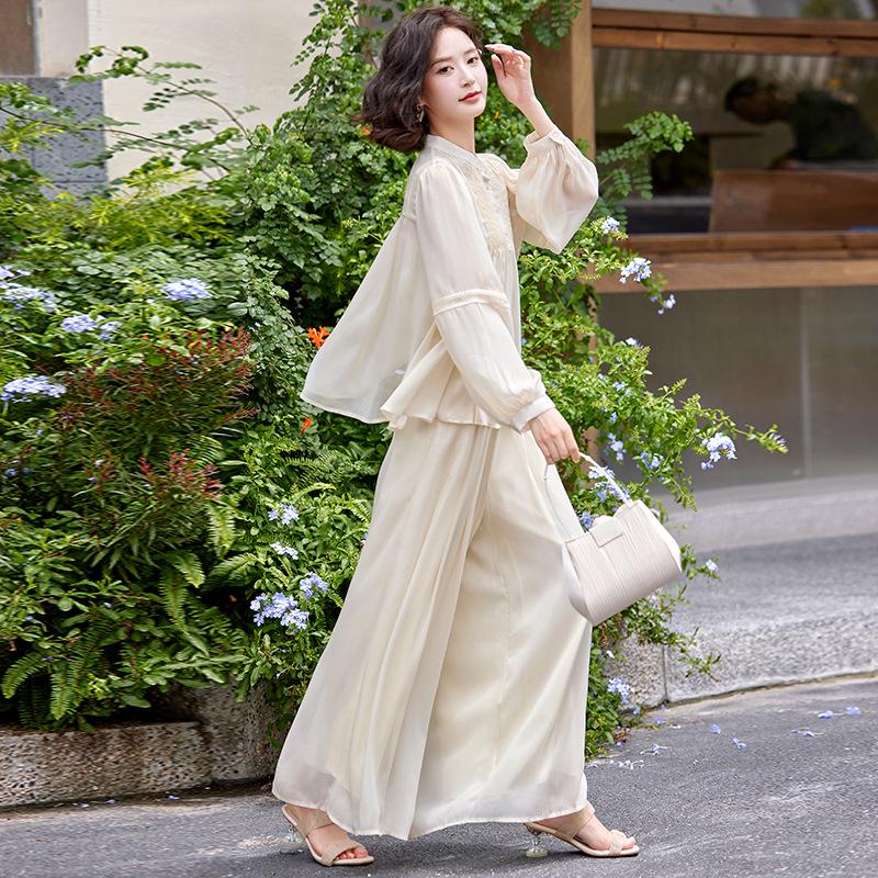 2025 Frühling/Sommer Mode-Set: Leichtes Sonnenshirt, Weitbeinige Hose & Camisole (3-teiliges Set SY2590)