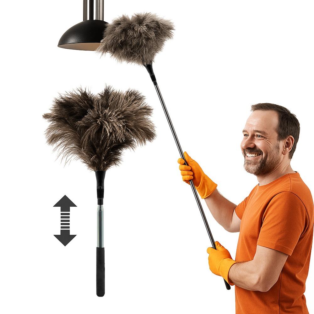 120cm Telescopic Ostrich Feather Duster - Extendable Anti-Static Cleaning Brush for Home & Ceiling