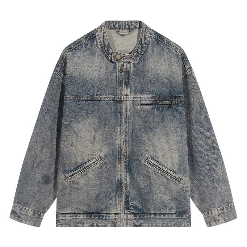 GURBAKS Retro Distressed Jeansjacke - Herren Locker Lässig Trend