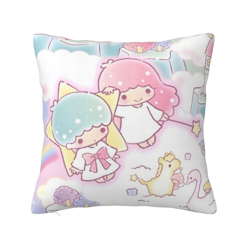 Sanrio Little Twin Stars Anime Cover 45x45cm Soft Lala Cartoon Kiki Cute Throw Pillow for Sofa Square Pillowcase Decoration