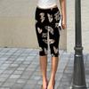 Women's Slim Fit Printed Ruched Capri Pants Elastic Waistband Stretchy Fabric Comfortable Fit Casual Bottoms for Daily Wear