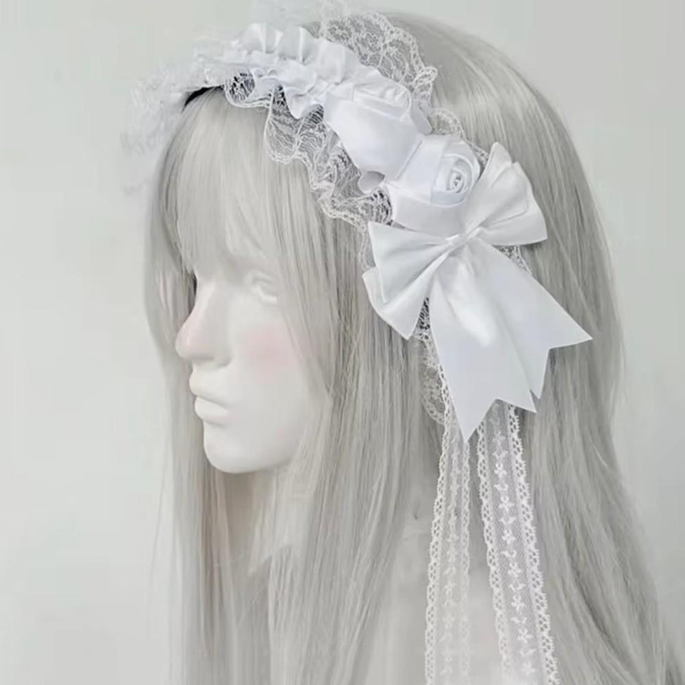 Black Lace Headbands Frilled Headdress Cosplay Hair Clips Gothic Lolita Headwear Cosplay Party