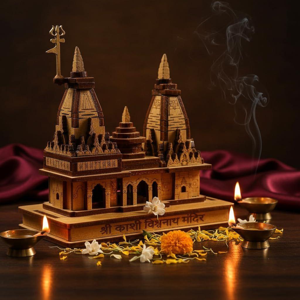 Kashi Vishwanath Tempel Holzmodell - Exquisites Kiefern-MDF-Handwerk Ideal zum Verschenken und für Puja-Spiritualität und Heimdekoration und Puja