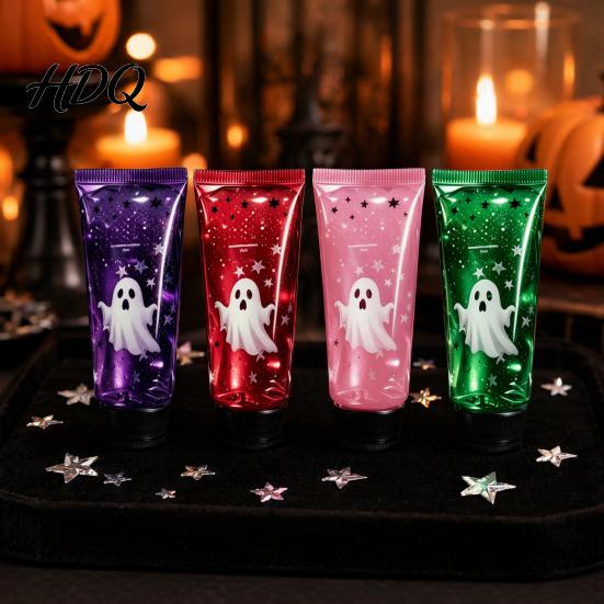 Non-Toxic Sensory Toy for Kids Ghost Toothpaste Squeeze Stress Ball Purple Glitter Flow Slow Rising Fun Halloween Decoration Fidget Toy Decompression