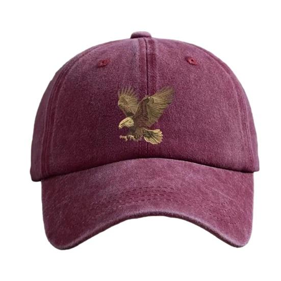 Embroidery Eagle Pattern Baseball Hat, Adjustable Back Buckle Retro Distressed Style Baseball Cap, Washed Cotton Fabric Outdoor Sunshade Cap