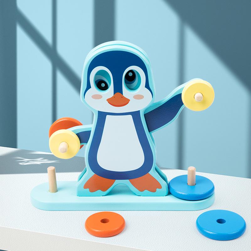 Interactive Penguin Balance Puzzle: Early Childhood Wooden Learning Toy for Parent-Child Engagement